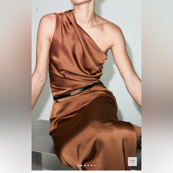 Mango Dresses & Skirts - Mango Copper One Shoulder Satin Dress - brand new